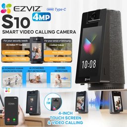 كاميرا مراقبة ذكية إي زد فيز S10 بدقة 2K+ مع شاشة لمس واتصال فيديو EZVIZ S10 2K+ Smart Video Calling Camera with 4-Inch Touchscreen