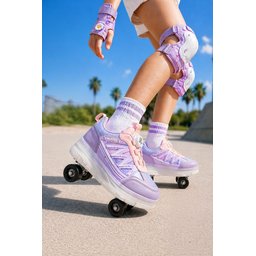 حذاء رياضي MUGGO SKATE للأطفال بعجلات وإضاءة - ليلكي MUGGO SKATE Kids' Light-Up Roller Sneaker Shoes - Lilac