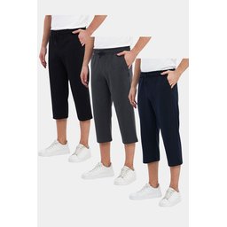 شورت برمودا رجالي طويل  3 قطع  ، خصر مطاطي قابل للتعديل Men's 3-Pack Bermuda Shorts, Knee-Length, Adjustable Elastic Waist