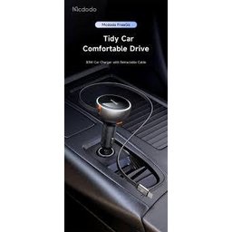 7149. شاحن سيارة MC 80 واط مدمج 80 سم كابل قابل للسحب أسود 7149. MC 80W Car Charger Built-in 80cm Retractable Cable black