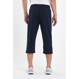 شورت برمودا رجالي كابري كحلي بجيوب وسحاب، طول الركبة، خصر مطاطي قابل للتعديل Men's Navy Bermuda Capri Shorts with Zipper Pockets, Knee-Length, Adjustable Elastic Waist