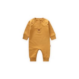 تولوم أطفال مطرز بالدب للأعمار 0-3 سنوات - خردلي Bear Embroidered Baby Romper 0-3 Years - Mustard Yellow