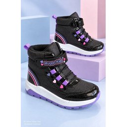 حذاء Muggo HUGGIE شتوي بناتي لامع بتفاصيل قلب، لاصق ورباط - أرجواني Muggo HUGGIE Girls' Winter Boots - Glitter, Heart Detail, Velcro & Laces - Lilac