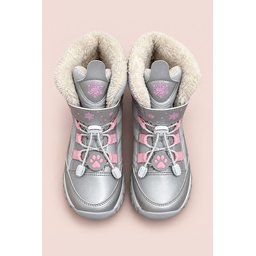 بوت Muggo TIGGER بناتي مبطن بالفرو برباط وشريط لاصق - فضي Muggo TIGGER Girls' Fur-Lined Lace-Up and Velcro Boots - Silver