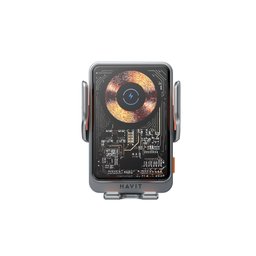 هافت W3033 شحن لاسلكي 15 واط وحامل سيارة أسود + فضي Havit W3033 15W Wireless Charging and Car Holder Black + Silver