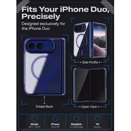 كفر بريف جارد شفاف ماج سيف وقابل للطي لهاتف أيفون ديو مع حماية من السقوط 15 قدم BRAVE GUARD Clear Magnetic Shockproof Case for iPhone Duo (15FT Drop Protection)