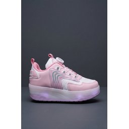 Muggo FLOW حذاء رياضي للأطفال بعجلات وإضاءة LED - وردي Muggo FLOW Kids' Light-Up Roller Sneaker Sports Shoes - Pink