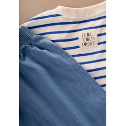طقم بنطلون واسع موسمي 2-10 أزرق مخطط Seasonal Wide-Cut Pants Set 2-10 Blue Striped