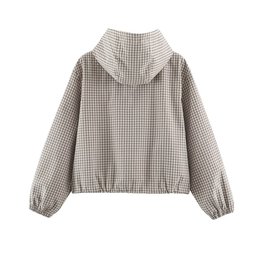 جاكيت كاجوال خريفي بنقشة المربعات مع قبعة Stylish Jacekt