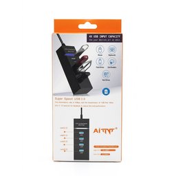 موزع منافذ HUB احترافي فائق السرعة باربعة منافذ USB 3.0 السريعة مع كابل طويل 1.2 متر وحماية متقدمة للأجهزة وحواسيب الألعاب AITNT 4-Port SuperSpeed USB 3.0 Hub - 1.2M Cable Professional Multiport Adapter for PC, PS4, Xbox, and Laptops