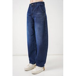 6689 بنطلون جينز نسائي بخصر عالٍ وقصة باجي - كحلي 6689 Women's High-Waist Baggy Jeans - Navy Blue