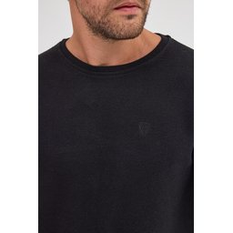 سويت شيرت رجالي أسود بياقة دائرية، قصة عادية، قطن أساسي Men's Black Standard Fit Regular Cut Cotton Basic Crew Neck Sweatshirt