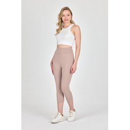 ليقنز كابري نسائي بيج بخصر عالٍ وشد للجسم Women's Beige High-Waist Shaping Capri Leggings