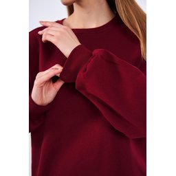 سويت شيرت نسائي أوفر سايز بيزك بياقة دائرية قطني - خمري Women's Oversize Basic Cotton Crew Neck Sweatshirt - Burgundy