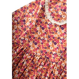 فستان فانيلا بناتي منقوش 2-8 سنوات - جملي Patterned Flannel Dress for Girls 2-8 Years - Camel