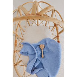 بطانية موسلين سادة 90x100 سم - أزرق فاتح Plain Muslin Blanket 90x100 cm - Light Blue