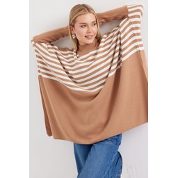 كنزة بونشو 15783 بفتحات جانبية - F.Vizon 15783 Slit Side Poncho Sweater - F.Vizon
