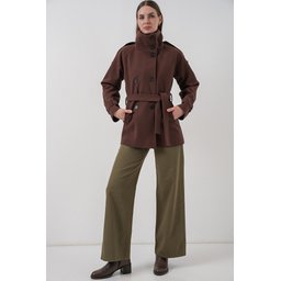 معطف نسائي كاشيه بحزام 9162 - بني Women's Belted Cachet Coat 9162 - Brown
