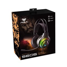 سماعة ألعاب أولا S605 بصوت ستيريو وإضاءة RGB وميكروفون AULA S605 USB 7.1 Virtual Surround Sound RGB Gaming Headset