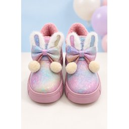 بوت Muggo PIPA شتوي بناتي فرو داخلي بتصميم أذن أرنب وفيونكة - بودرة Muggo PIPA Girls' Winter Boots with Rabbit Ears, Bow, and Faux Fur Lining - Powder Pink
