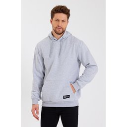 سويت شيرت رجالي بغطاء رأس وجيب كانجارو - رمادي Men's Hoodie with Kangaroo Pocket - Grey