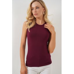بودي نسائي بدون أكمام 4347 - لون خمري Women's Sleeveless Bodysuit 4347 - Burgundy