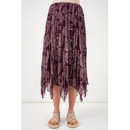 تنورة نسائية شيفون تُل غير متماثلة 8061 - لون بنفسجي Women's Asymmetrical Tulle Chiffon Skirt 8061 - Plum