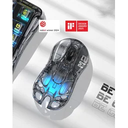 ماوس الألعاب اللاسلكي جرافاستار ميركوري M2 – أسود ستيلث بتصميم هيكلي مفتوح GravaStar Mercury M2 Wireless Gaming Mouse (Stealth Black Skeleton Shell)