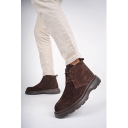 حذاء تشيلسي رجالي Muggo HENRY جلد طبيعي برباط ونعل مريح - بني Muggo HENRY Men's Chelsea Boots - Genuine Leather, Laced, Comfortable Sole - Brown