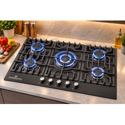طباخ غاز بلت إن إمبليوم 5 شعلات 90 سم Embleme  Built-in Gas Hob 5 SABAF Italian Burners