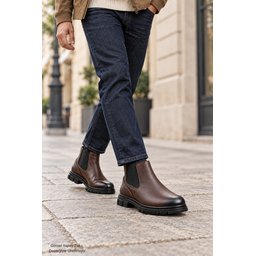 حذاء تشيلسي رجالي Muggo HARD شتوي جلد طبيعي بنعل سميك - بني Muggo HARD Men's Genuine Leather Thick Sole Winter Chelsea Boots - Brown