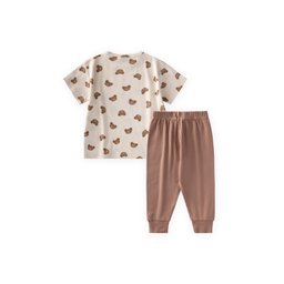 طقم بيجامة أطفال بنقوش - إيكرو (1-7 سنوات) Kids' Patterned Pajama Set - Ecru (1-7 Years)