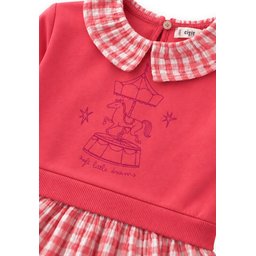 فستان أطفال من الموسلين بتطريز مرجاني - 1-6 سنوات Muslin Embroidered Dress for Girls 1-6 Years - Coral