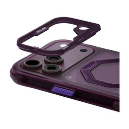 سكينارما غطاء حماية زاتورن مع حامل دائر ومغناطيس ماج سيف لايفون 18 برو ماكس - برغندي Skinarma Saturn MagCharge Case with Rotating Kickstand for iPhone 18 Pro Max - Burgundy