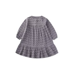 فستان موسلين بناتي منقوش 8-12 سنة - رمادي دخاني Patterned Muslin Dress for Girls 8-12 Years - Smoky Grey