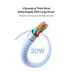 كابل شحن سريع بيسوس سيلكي سيريز تايب سي إلى لايتنينج 20 واط بطول 2 متر Baseus Silky Series Type-C to Lightning PD 20W Fast Charging Cable (2M)