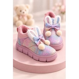 بوت Muggo PIPA شتوي بناتي فرو داخلي بتصميم أذن أرنب وفيونكة - بودرة Muggo PIPA Girls' Winter Boots with Rabbit Ears, Bow, and Faux Fur Lining - Powder Pink