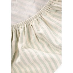 شرشف سرير أطفال موسلين مطاطي مقاوم للماء 60x120x15 سم - نعناعي مخطط سميك Muslin Fitted Crib Sheet Waterproof 60x120x15 Mint Thick Striped
