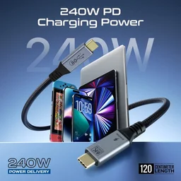 كابل بروميت يو اس بي 4 فائق السرعة 80 جيجابت في الثانية مع دعم طاقة 240 واط - 1.2 متر Promate PowerBolt5-80G High-Speed 80Gbps USB4™ Cable with 240W PD (1.2M)