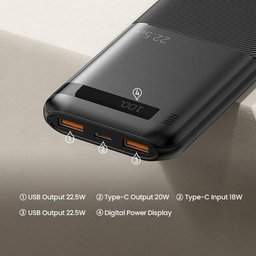 باور بانك ريماكس RPP-71 بسعة 10000 مللي أمبير مع شحن سريع، أسود Remax RPP-71 10000mAh Power Bank (Black)
