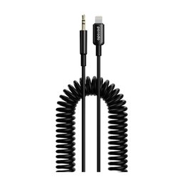 كابل صوت بورودو حلزوني مرن من واجهة أليكس إلى منفذ لايتنينج بطول 1.2 متر Porodo 3.5mm Lightning AUX Coiled Audio Cable 1.2m