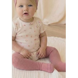 جوارب زحف مانعة للانزلاق للأطفال 6-24 شهر - لون وردي مجفف Anti-Slip Crawling Tights for Babies 6-24 Months - Dried Rose
