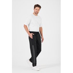 بنطلون رياضي جوغر رجالي مريح، بقصة عادية، أسود-فحمي، عبوة من قطعتين Men's Black-Anthracite Standard Fit Jogger Sweatpants, Normal Cut, Straight Leg, Zipper Pockets, 2-Pack