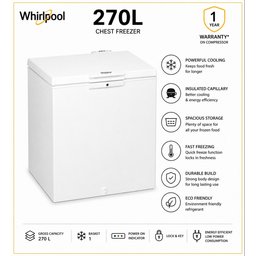 مجمدة وايربوول 8 قدم أبيض Whirlpool horizontal freezer