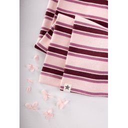 ليقنز مخطط مضلع للأطفال 1-10 سنوات - وردي بودرة Striped Ribbed Leggings for Kids 1-10 Years - Powder Pink