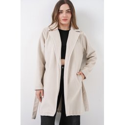 معطف نسائي بحزام 9171 - إكرو Women's Belted Coat 9171 - Ecru