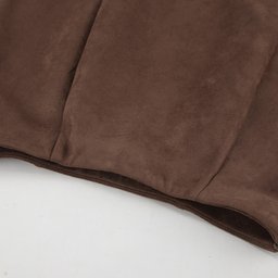 تنورة طويلة من الشامواه بتصميم فرنسي دافئ Autumn Retro Earth Brown Suede Skirt