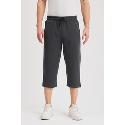 شورت برمودا رجالي أنثراسيت بجيوب جانبية، كابري تحت الركبة بخصر مطاطي قابل للتعديل Men's Anthracite Bermuda Shorts with Side Pockets, Knee-Length Capri with Adjustable Elastic Waist
