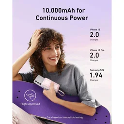 انكر - شاحن طوارئ Zolo مزود بكيبل نوع سي مدمج بقدرة 10000 مللي امبير وبقوة شحن 30 واط - اسود Anker Power Bank 10K 30W Built-In USB-C Cable Black