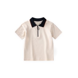 تي شيرت بولو للأطفال 2-10 سنوات - لون إيكرو Kids' Polo Collar T-Shirt 2-10 Years - Ecru